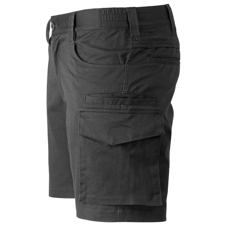 Black DIRIGO Unisex Work Shorts made from durable cotton stretch ripstop fabric, featuring reinforced stitching and multiple utility pockets for trade, construction, and outdoor labor.