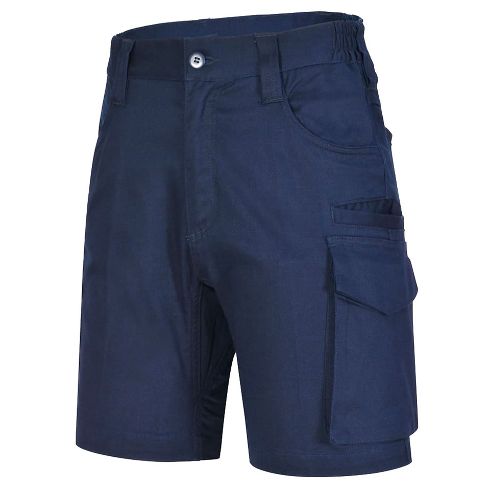 Navy DIRIGO Unisex Work Shorts made from durable cotton stretch ripstop fabric, featuring reinforced stitching and multiple utility pockets for trade, construction, and outdoor labor.