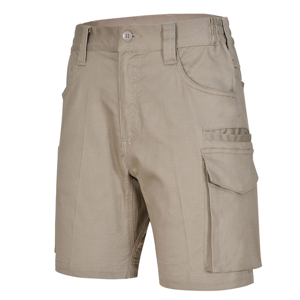 Sand DIRIGO Unisex Work Shorts made from durable cotton stretch ripstop fabric, featuring reinforced stitching and multiple utility pockets for trade, construction, and outdoor labor.