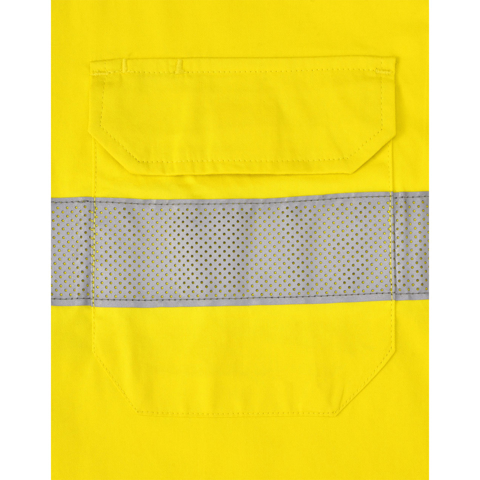 Unisex Hi Vis Cool-Breeze Closed Front L/S Shirt | Perforated Tape