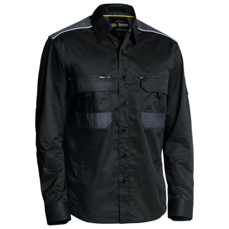 Bisley Mens Flex and Move Mechanical Stretch Long Sleeve Shirt