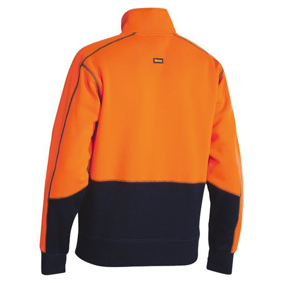 Bisley | Mens Hi Vis Fleecy 1/4 Zip Workwear Pullover Jumper