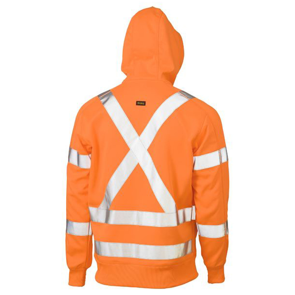 Bisley X Taped Hi Vis Zip Front Fleece Hoodie