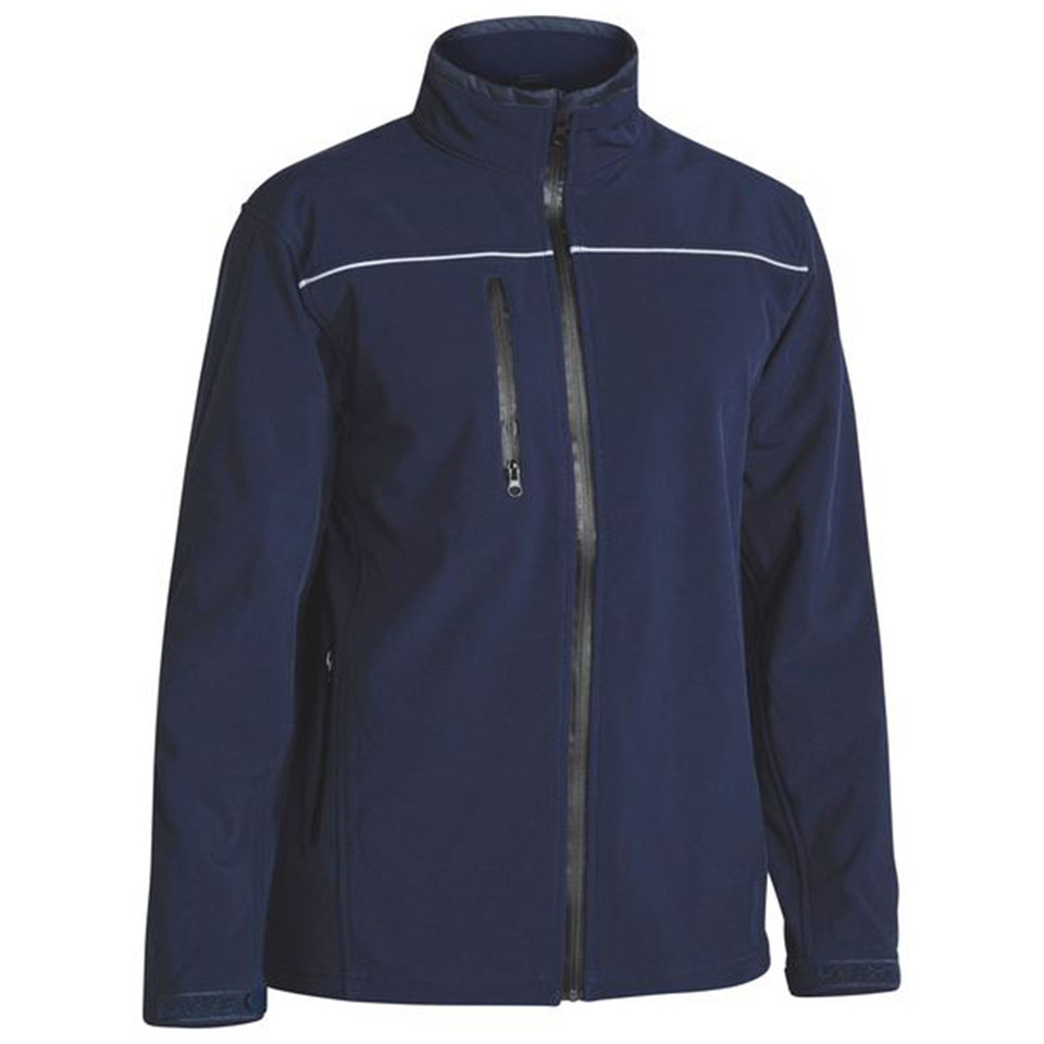 Navy Bisley Showerproof Soft Shell Jacket | Reflective Piping