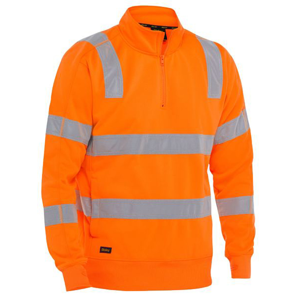 Bisley Taped Stretch Hi Vis 1/4 Zip Pullover Bisley Taped Stretch Hi Vis 1/4 Zip Pullover