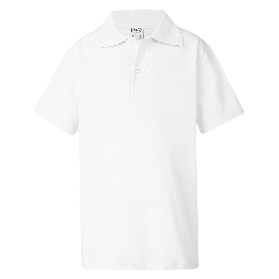 Kids Plain Cotton Short Sleeve Polo Shirt - White
