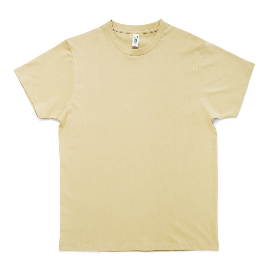 Soft butter yellow crew neck t-shirt with short sleeves and smooth cotton construction