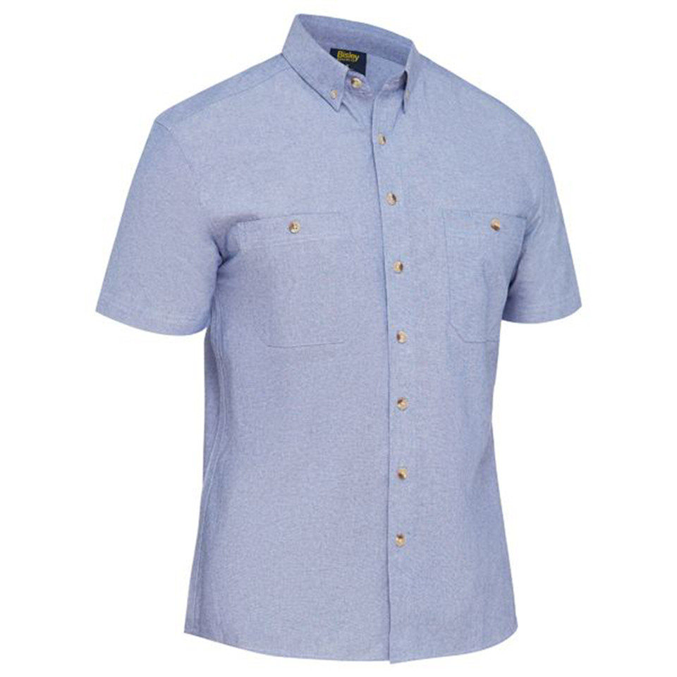 Bisley Mens Short Sleeve Chambray Shirt