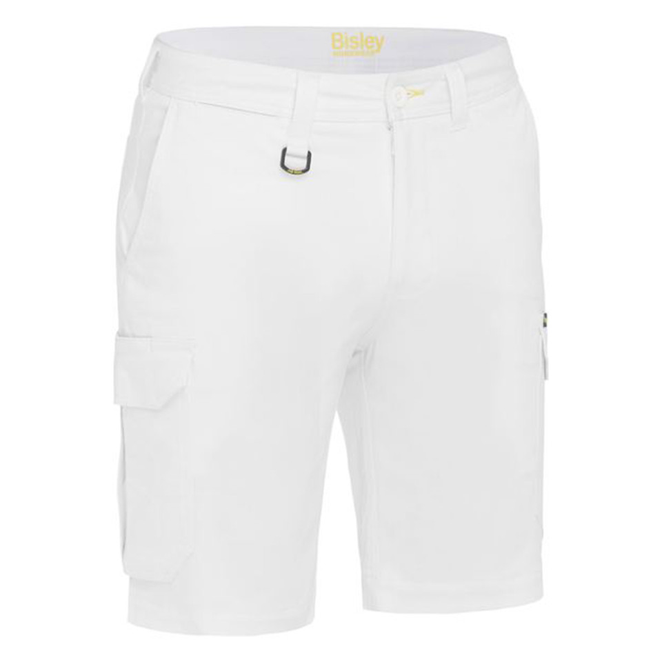 Bisley Stretch Cotton Drill White Cargo Short