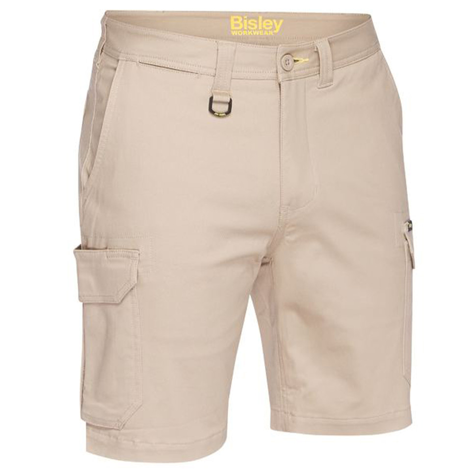 Bisley Stretch Cotton Drill Cargo Short in Stone
