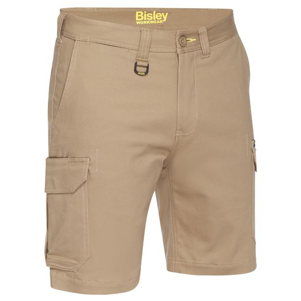 Bisley Stretch Cotton Drill Cargo Short - Khaki Brown