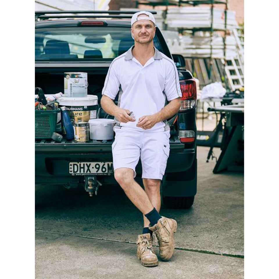 Bisley Stretch Cotton Drill Cargo Short in White