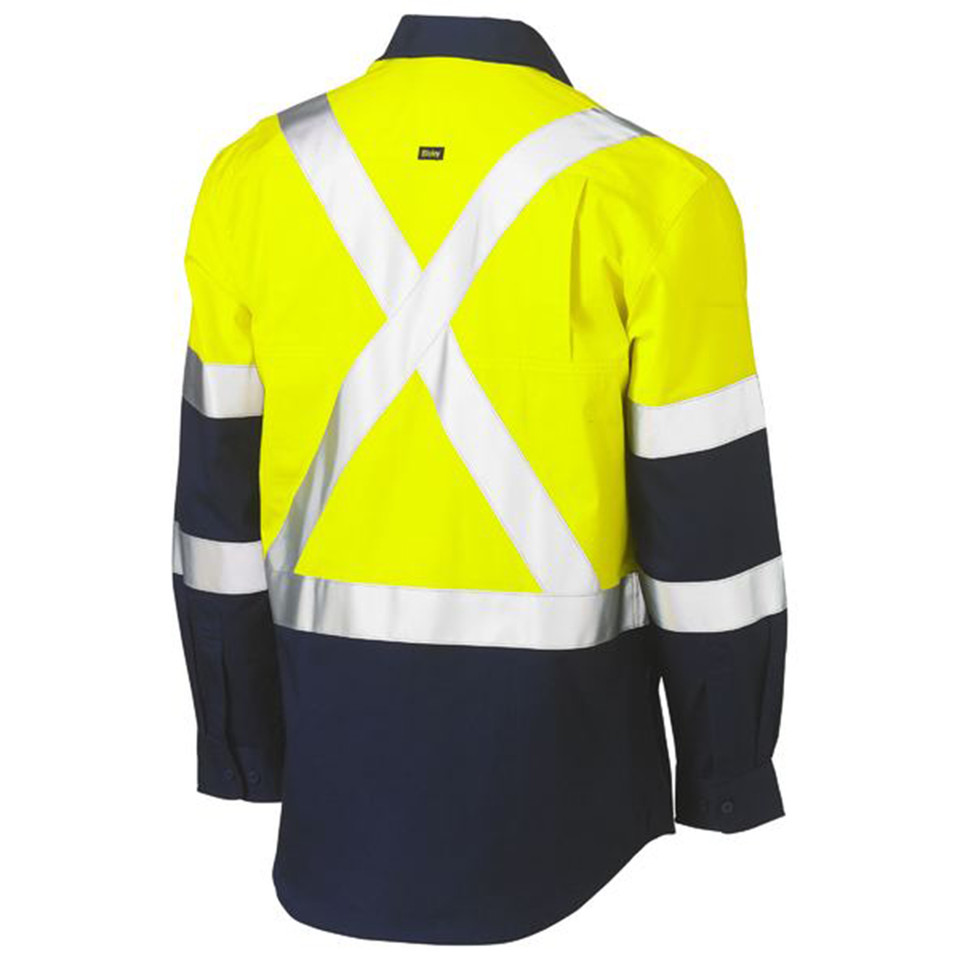 Bisley X Taped Biomotion Two Tone Hi Vis Lightweight Drill Shirt Bisley X Taped Biomotion Two Tone Hi Vis Lightweight Drill Shirt