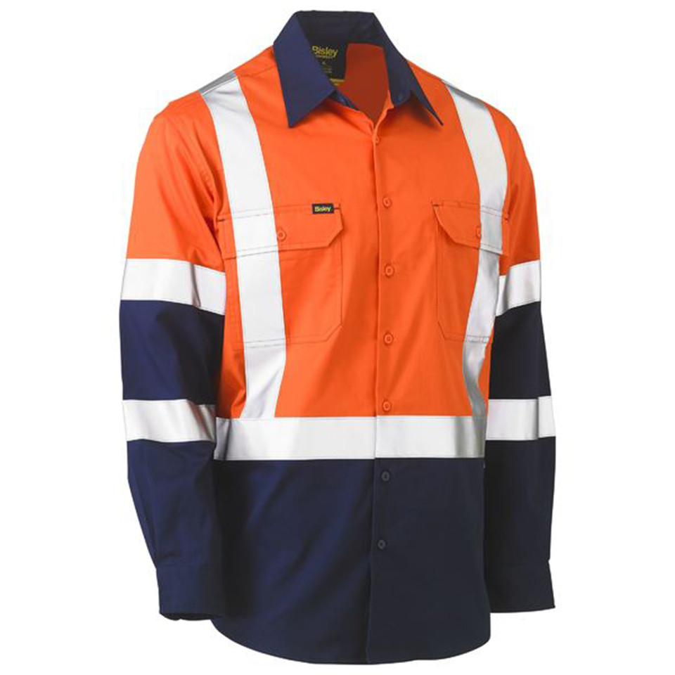 Bisley X Taped Biomotion Two Tone Hi Vis Lightweight Drill Shirt Bisley X Taped Biomotion Two Tone Hi Vis Lightweight Drill Shirt