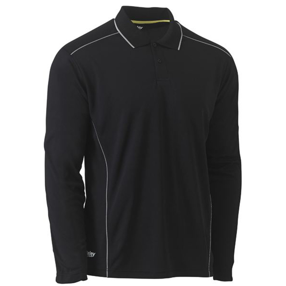 Bisley Cool Mesh Polo with Reflective Piping - Black