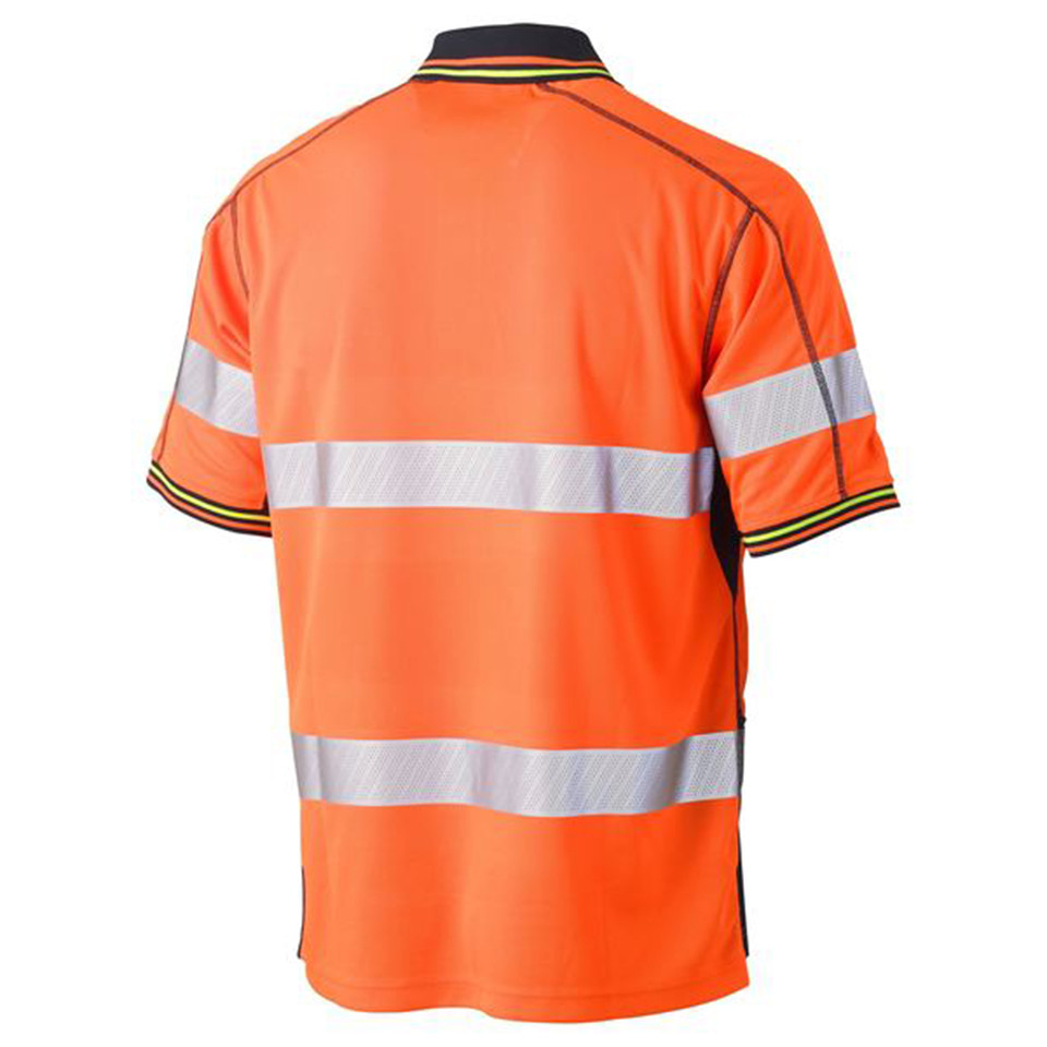 Bisley Taped Hi Vis Polyester Mesh Polo  Orange Navy Bisley Taped Hi Vis Polyester Mesh Polo  Orange Navy