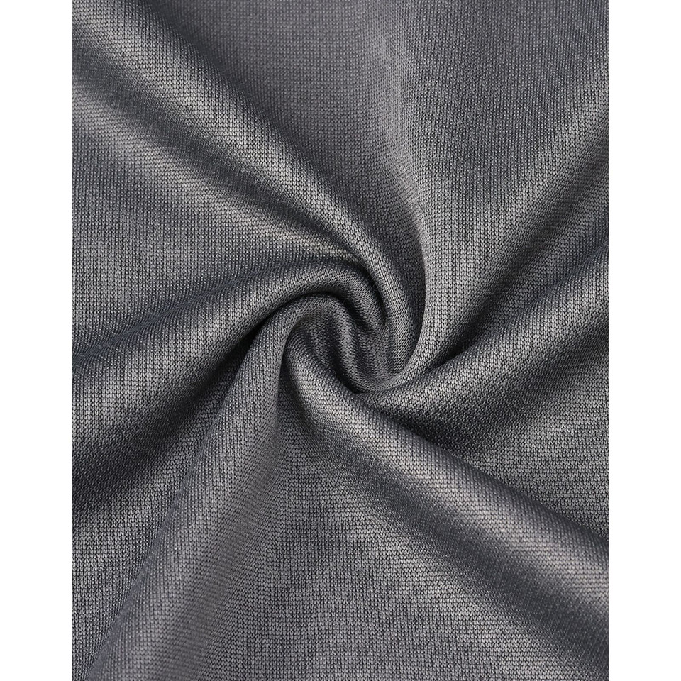 Charcoal grey polo shirt fabric in recycled polyester with visible textured knit finish