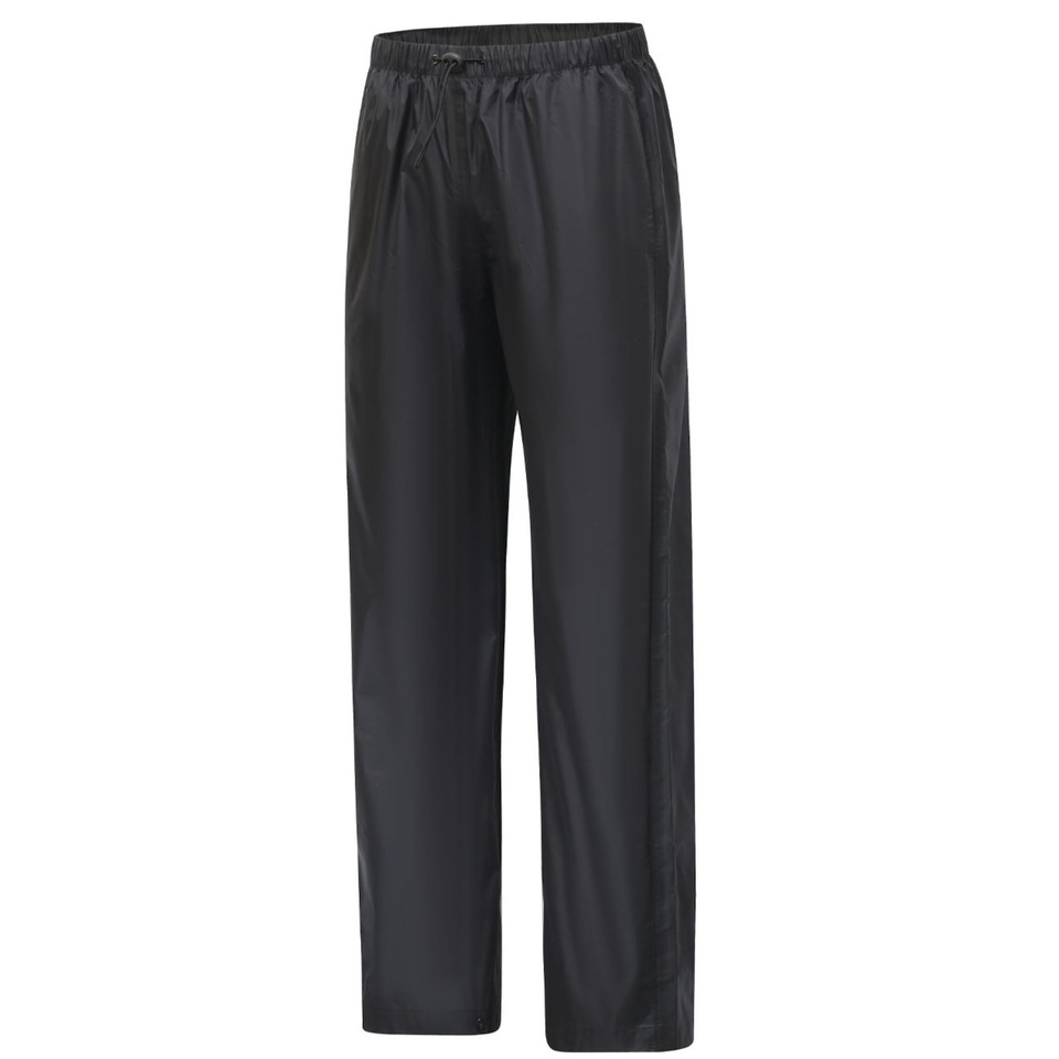 Lightweight Foldaway Nylon Waterproof Rain Pants - Black