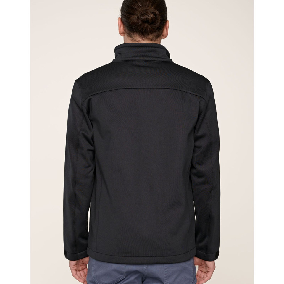 Amos Men's Sustainable Softshell Corporate Jacket, made from recycled materials, ideal for professional uniform and eco-friendly business wear.