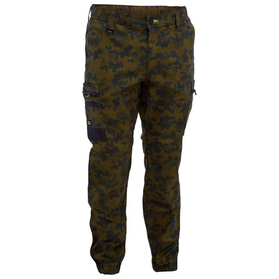 Bisley Mens Flex & Move Stretch Camo Cargo Pants - Army Honeycomb