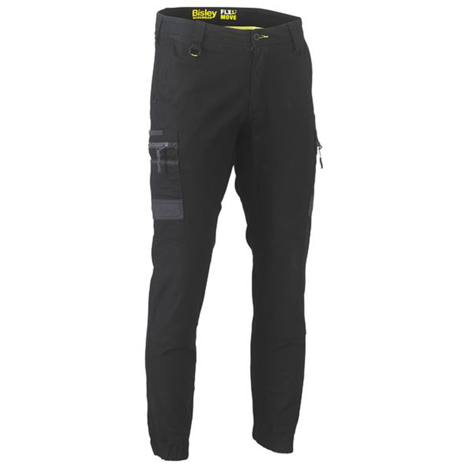 Bisley Flex and Move Stretch Cargo Cuffed Pants - Black