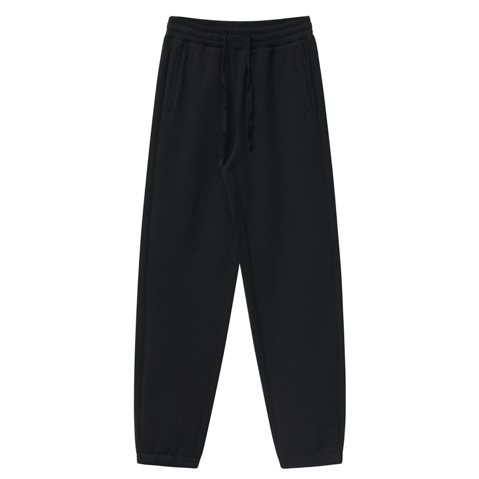 Unisex Plain Air layer Double Knit CVC Track Pants - Black
