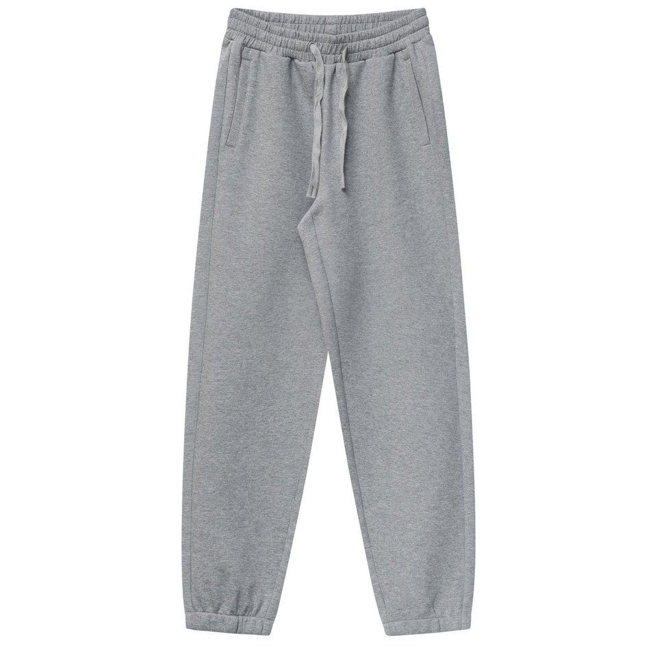 Grey marle unisex track pants with elasticated waist, drawstring cord, side pockets and cuffed ankles