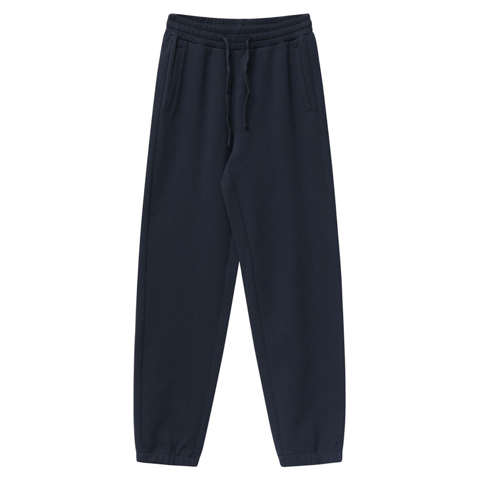 Navy Stevvie Unisex Plain Air Layer Double Knit CVC Track Pants, featuring an innovative insulated fabric for warmth and comfort, ideal for casual wear.