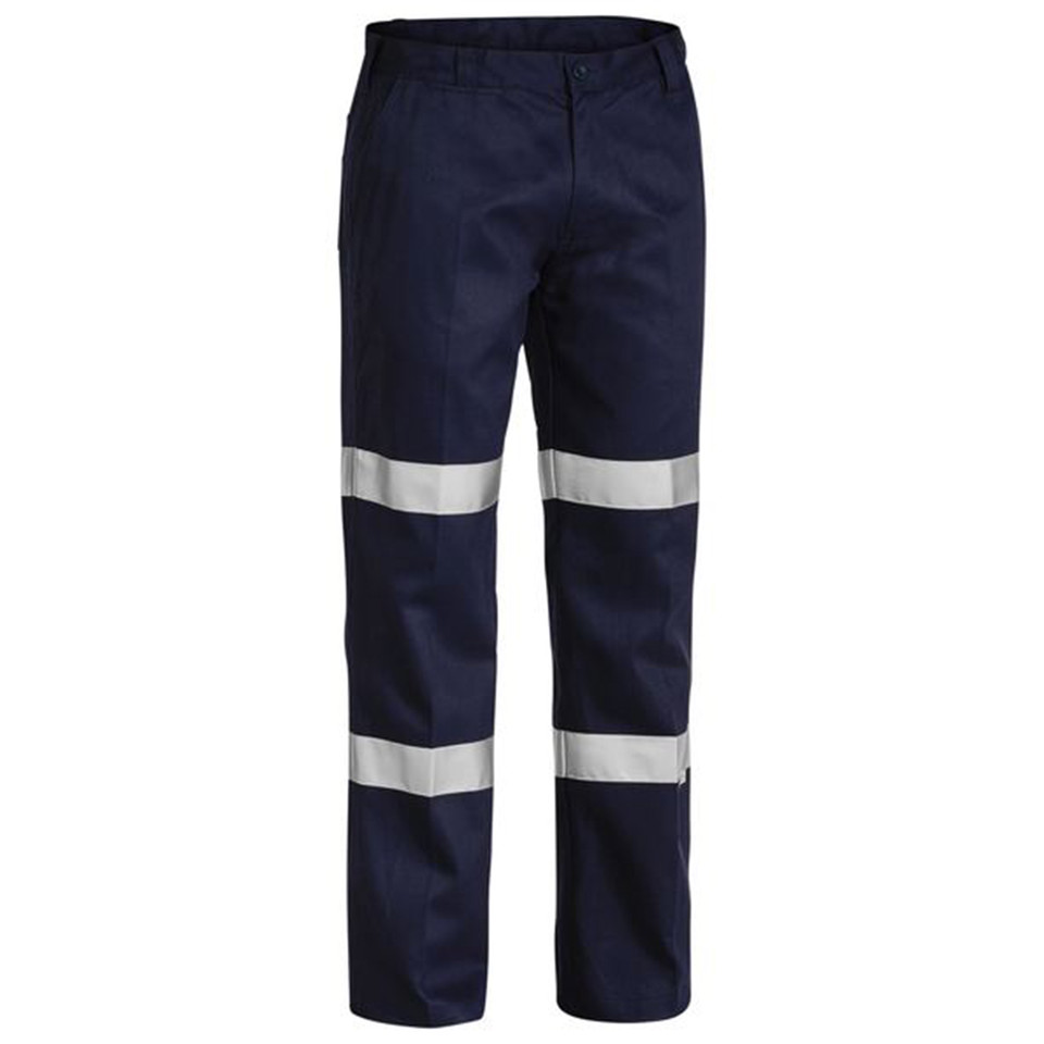 Bisley Mens Taped Biomotion Cotton Drill Work Safety Pants