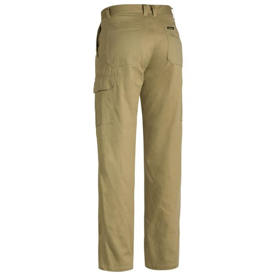 Khaki lightweight utility pants with cargo pocket and straight leg fit