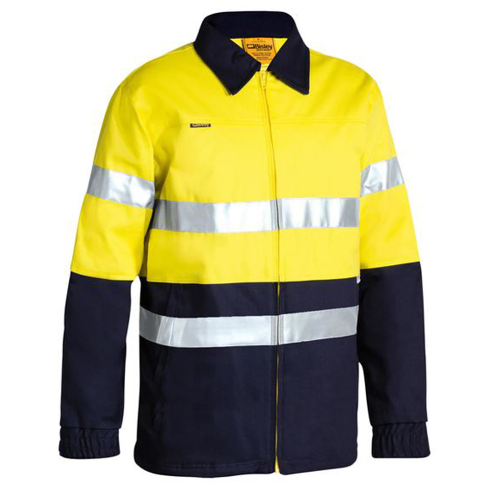Bisley Mens Taped Hi Vis Cold Weather Insulated Drill Jacket - Yellow/Navy Bisley Mens Taped Hi Vis Cold Weather Insulated Drill Jacket - Yellow/Navy