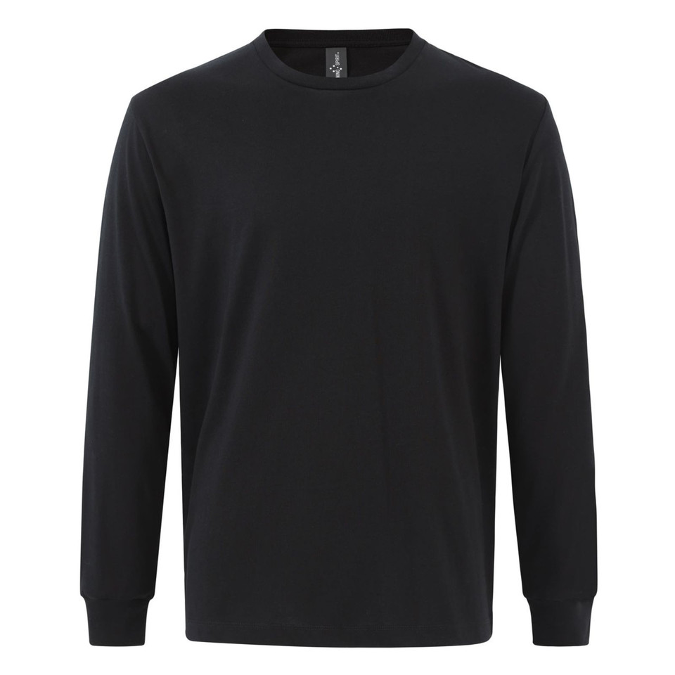Mens Premium Cotton Face Jersey Long Sleeve Tee - Black Mens Premium Cotton Face Jersey Long Sleeve Tee - Black