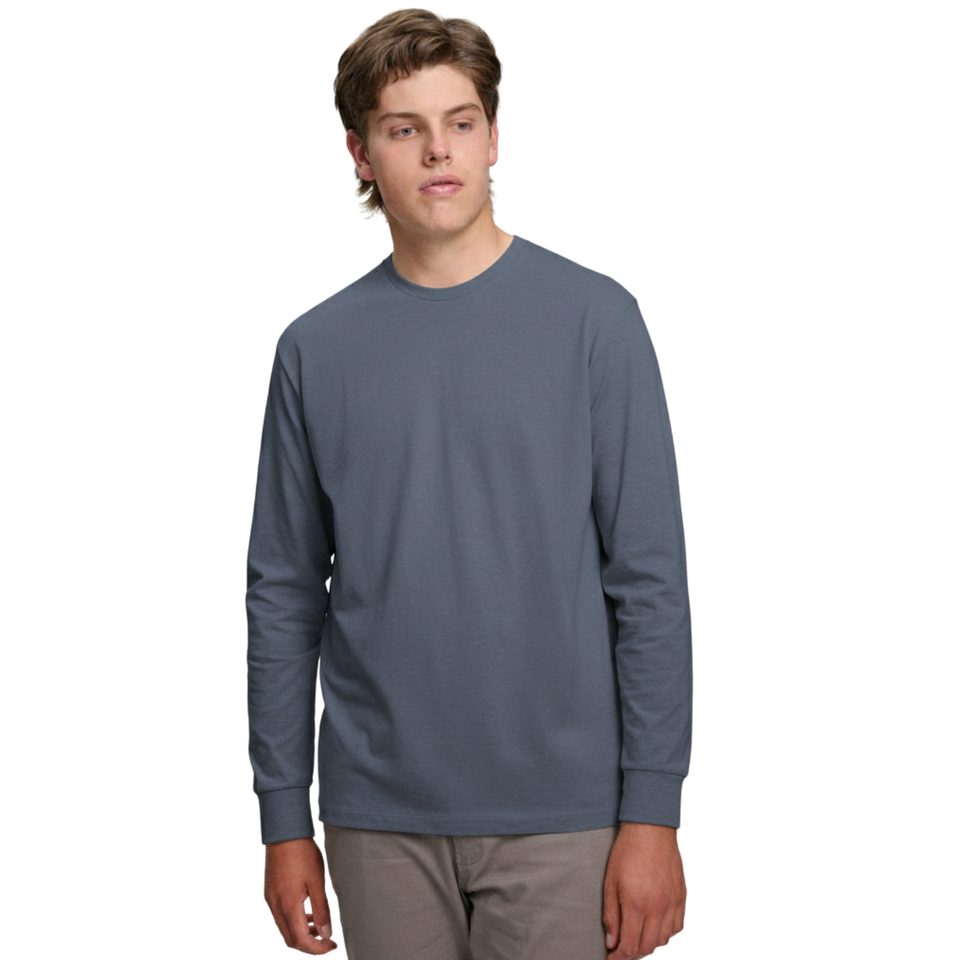 Winning Spirit Stevie Men's Premium Cotton Face Jersey Long Sleeve Tee in slate blue