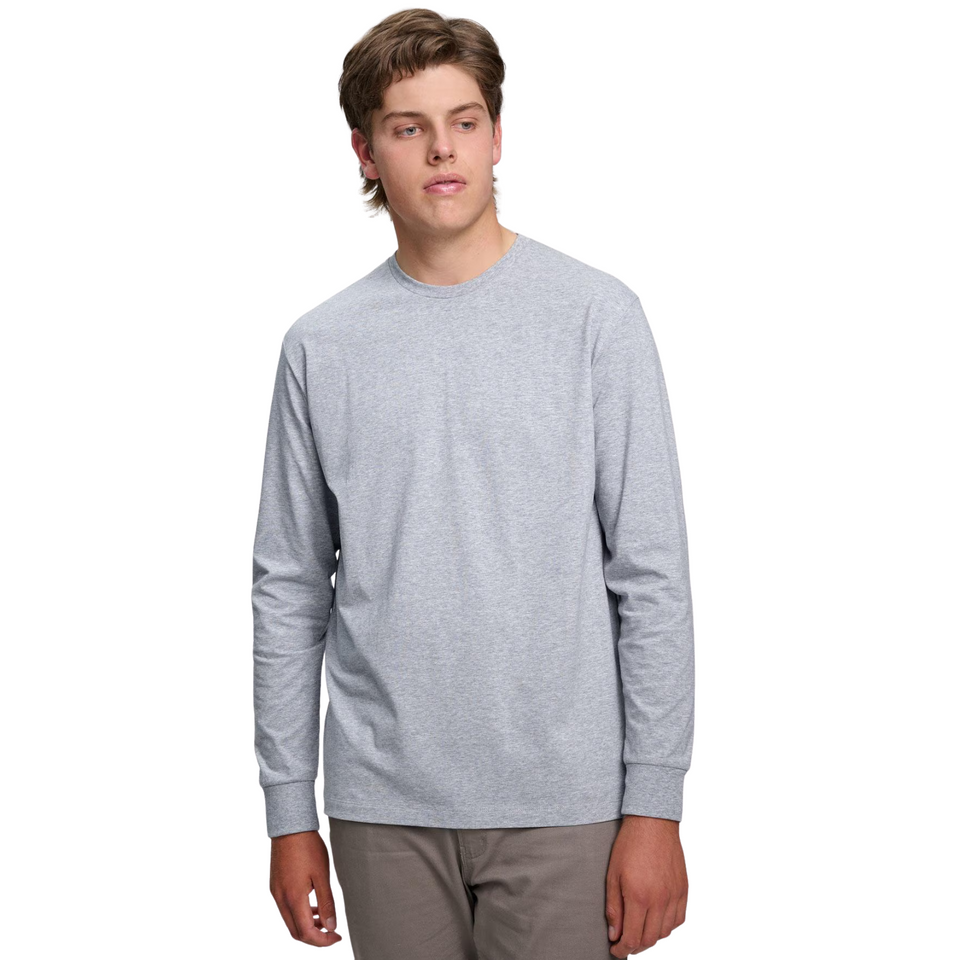 Winning Spirit Stevie Men's Premium Cotton Face Jersey Long Sleeve Tee in grey marle Winning Spirit Stevie Men's Premium Cotton Face Jersey Long Sleeve Tee in grey marle