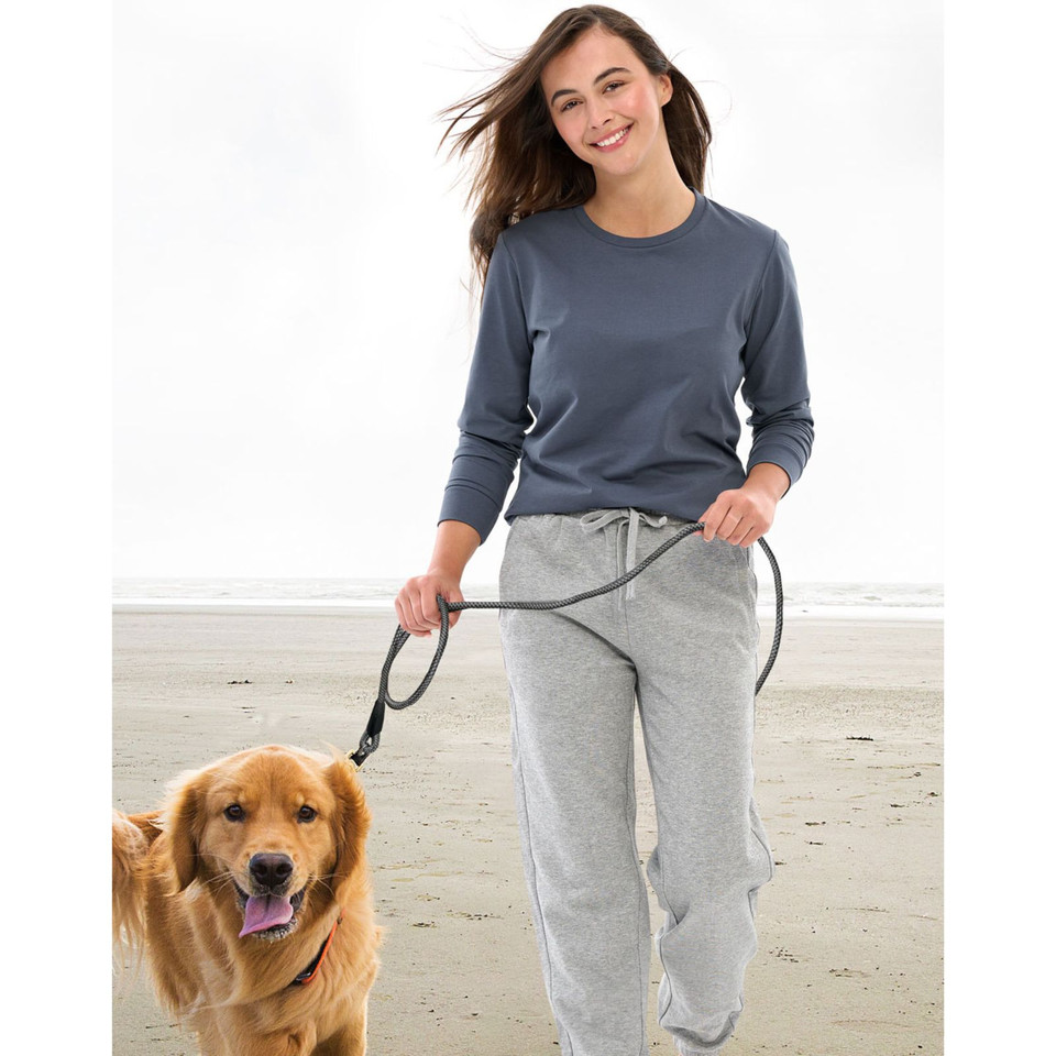 Ladies Premium Cotton Face Jersey Long Sleeve Tee Slate Blue