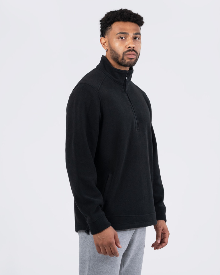 Unisex plain polar fleece half zip pullover Black Unisex plain polar fleece half zip pullover Black