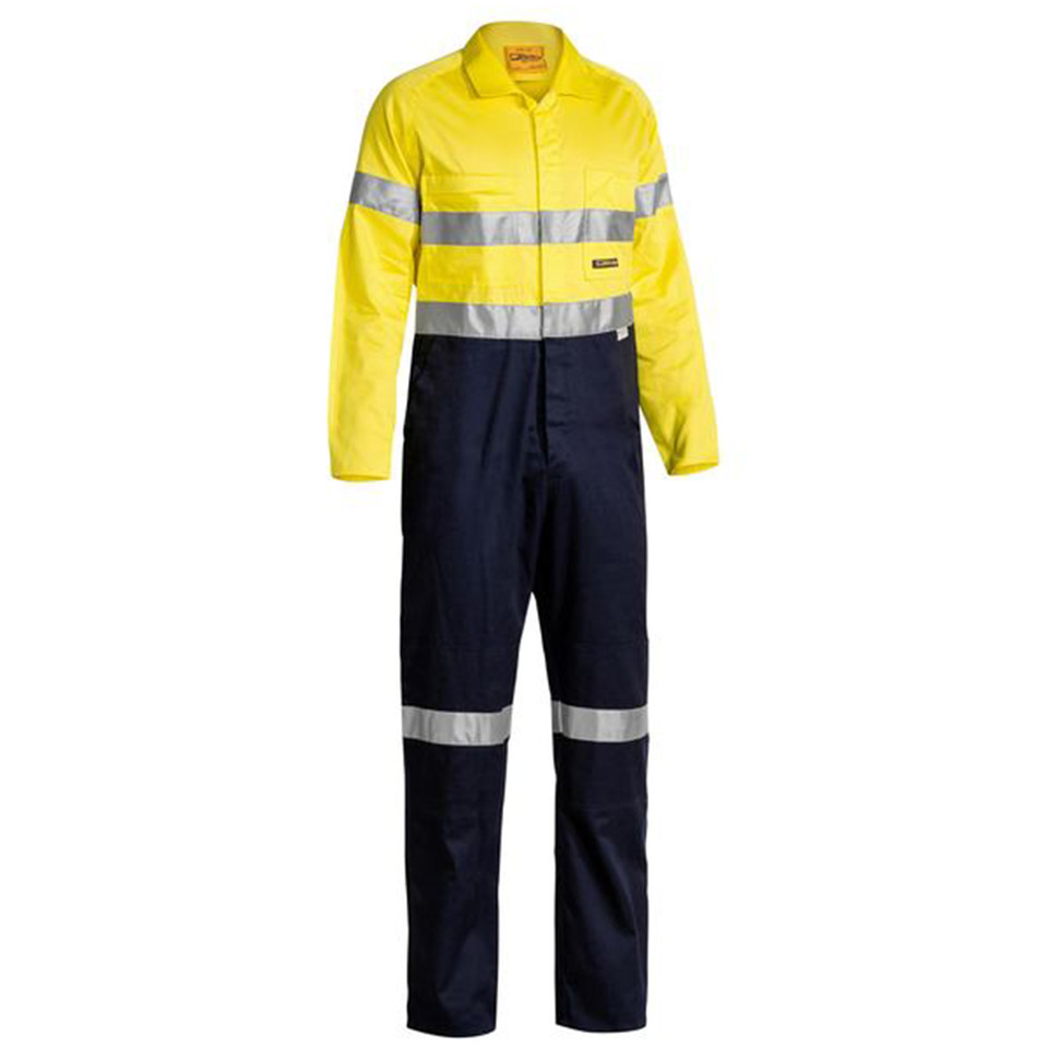 Bisley Taped Hi Vis Lightweight Coverall Yellow Navy Bisley Taped Hi Vis Lightweight Coverall Yellow Navy