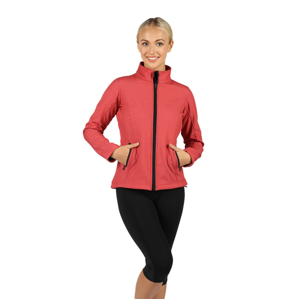 SUNHILL Ladies Heather Soft Shell Jacket, a windproof and water-resistant women's jacket with a warm fleece lining, perfect for outdoor corporate or team wear.