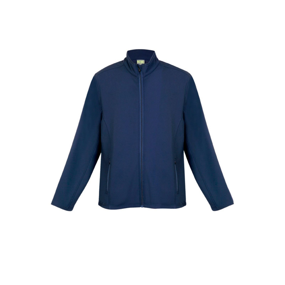 Navy heather soft shell jacket with full front zip and side pockets