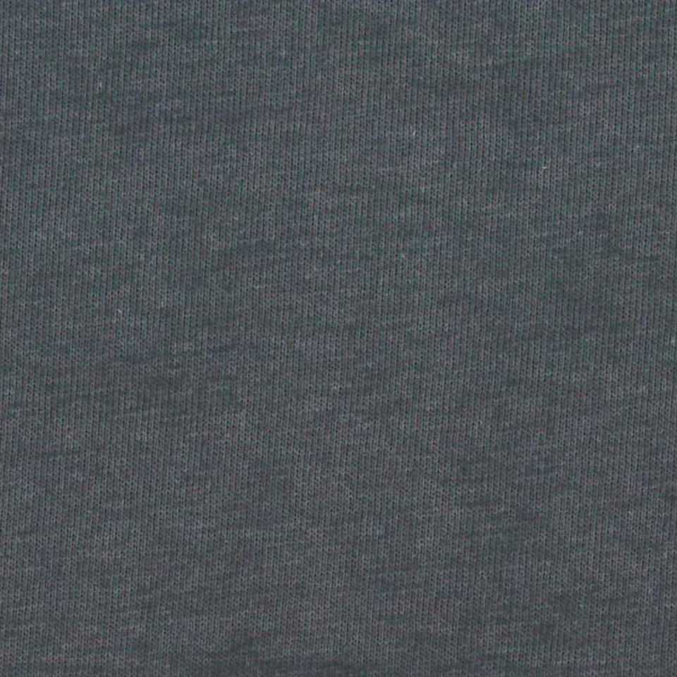 Close-up of charcoal marl cotton jersey fabric showing fine knit texture and heathered finish