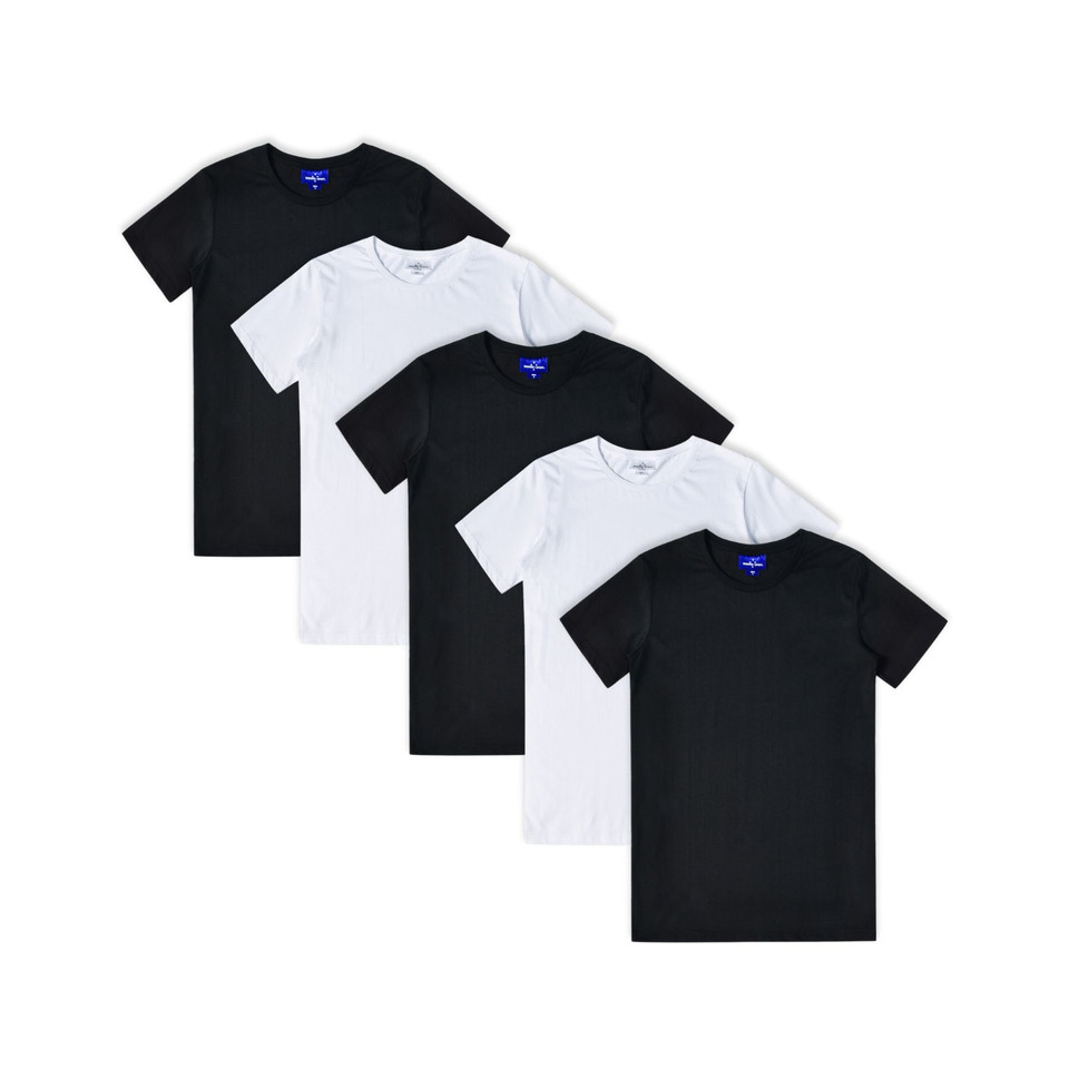 LOFT 5 PACK | Mens Premium Cotton Tee: Black, White Bundle