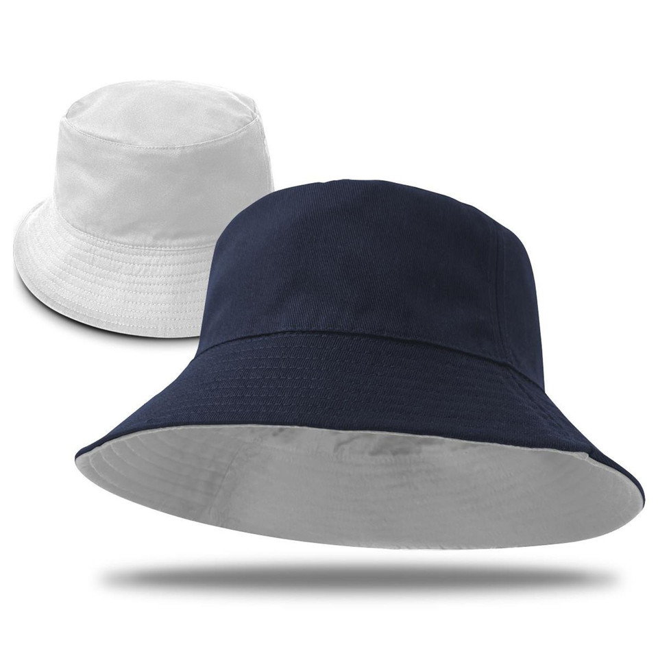 Navy/White Guava reversible cotton twill bucket hat, two-toned and blank, perfect for sun protection, promotions, or custom logo embroidery.