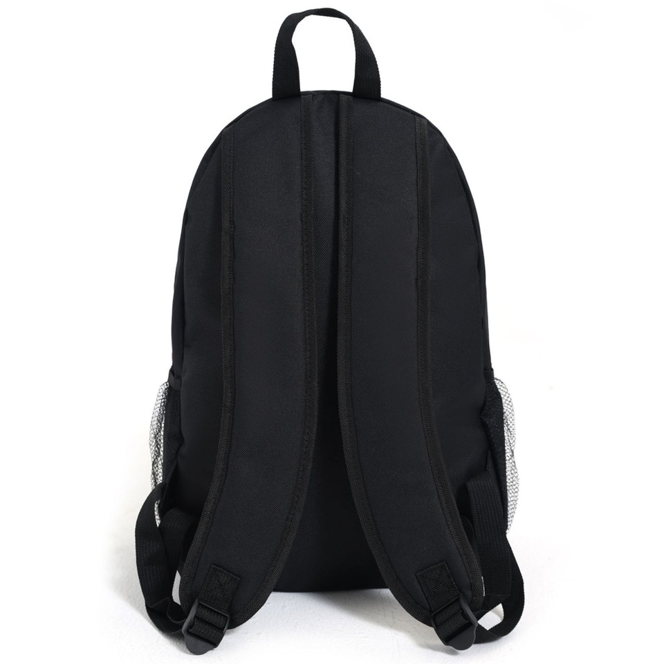 Black/Red ICONIK Structured Backpack featuring high-visibility reflective piping, a durable ergonomic design, and multiple compartments for laptop and school or office essentials.