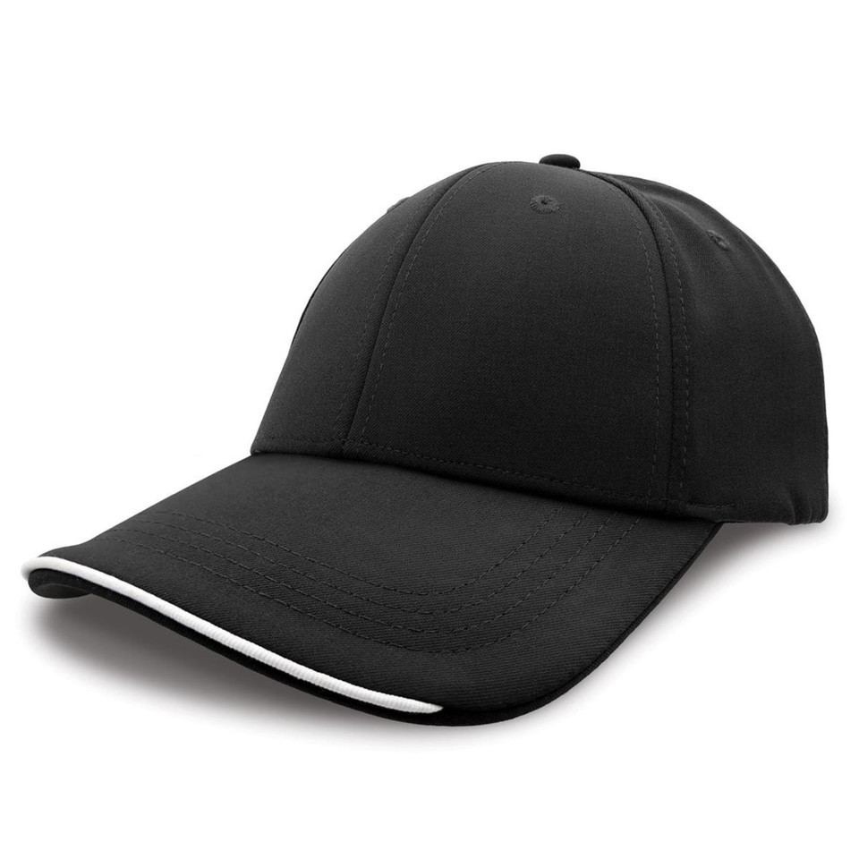 Plain Poly Baseball Cap | Contrast Piping - Black/White