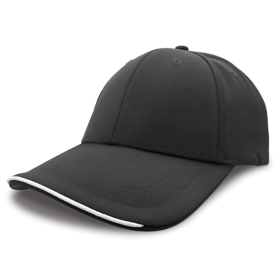 Plain Poly Baseball Cap | Contrast Piping - Charcoal/White Plain Poly Baseball Cap | Contrast Piping - Charcoal/White