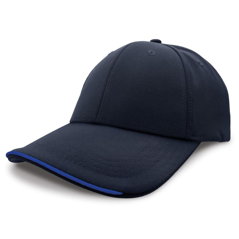 Plain Poly Baseball Cap | Contrast Piping - Navy/Royal Plain Poly Baseball Cap | Contrast Piping - Navy/Royal