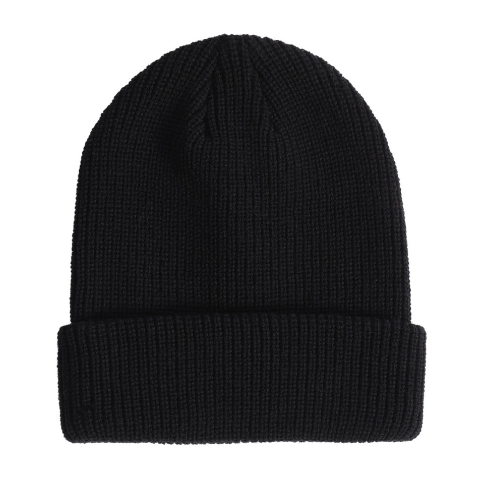 Black Roll Up Cable Knit Snug Beanie, a comfortable, warm winter hat with a thick cable knit texture and roll-up cuff.