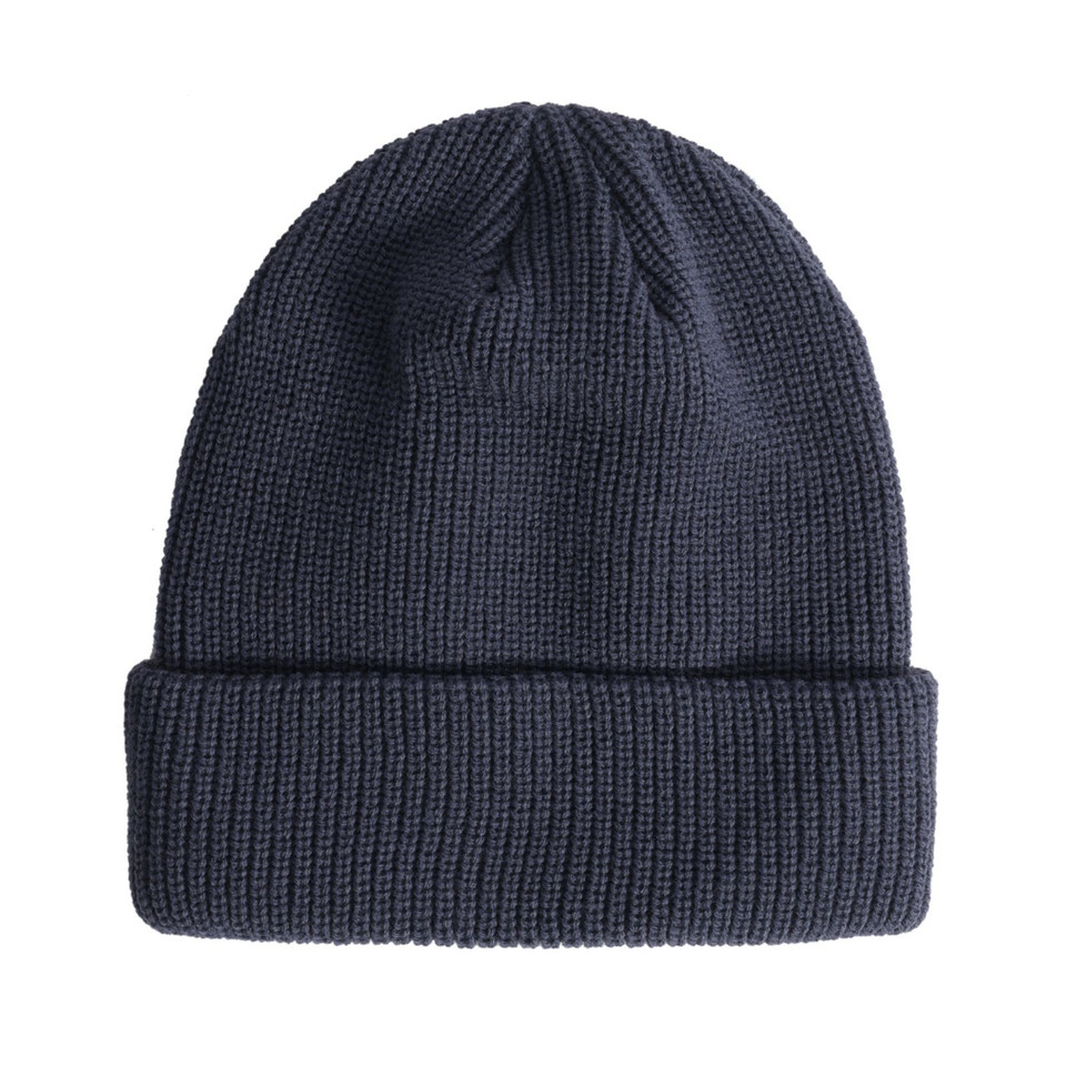 Slate Blue Roll Up Cable Knit Snug Beanie, a comfortable, warm winter hat with a thick cable knit texture and roll-up cuff.