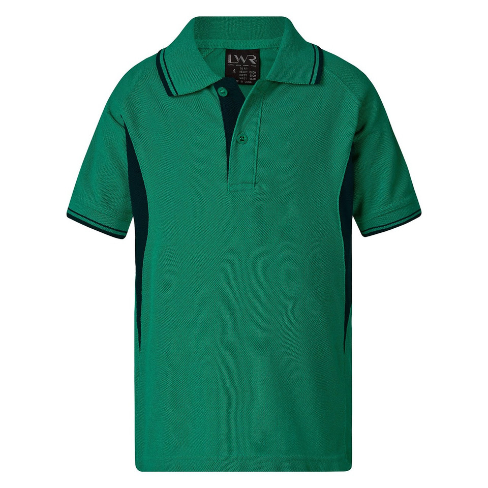 Bulk Buy Kids Blank Polo Shirts | Emerald Green+Navy Bulk Buy Kids Blank Polo Shirts | Emerald Green+Navy