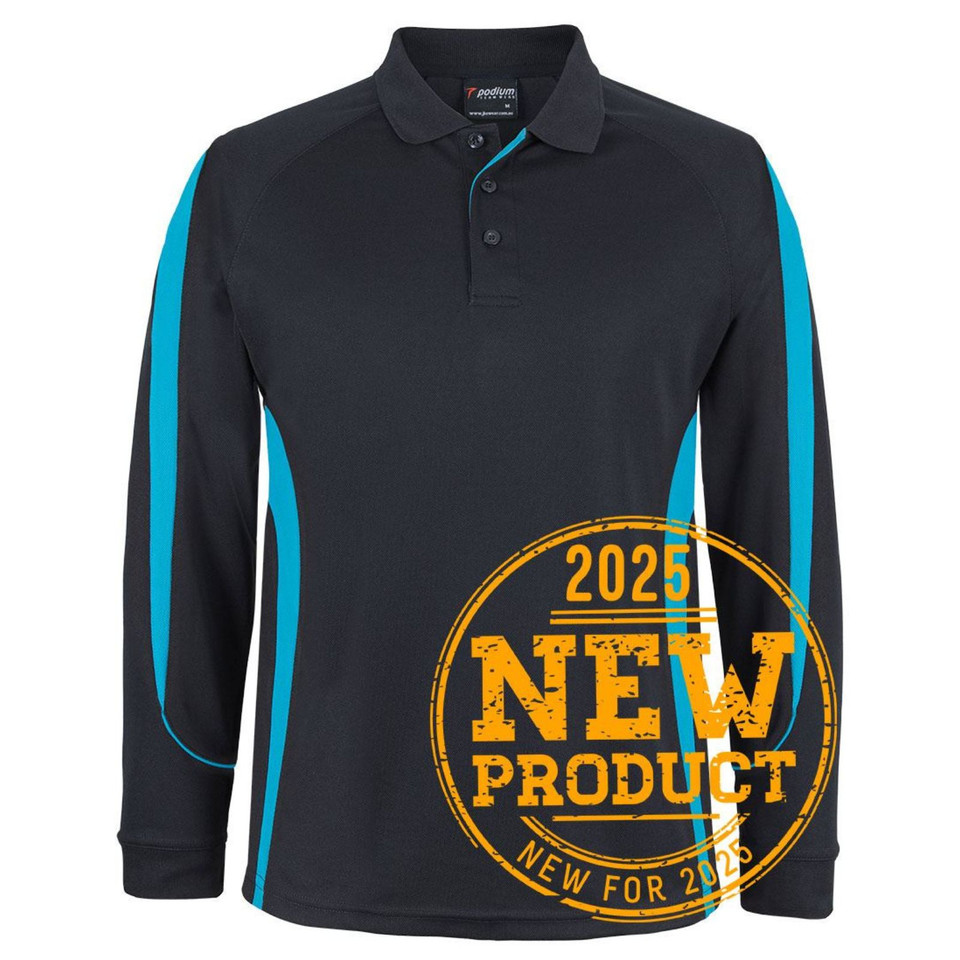 Quick Dry Contrast Polo Shirt - Black/Aqua Teamwear